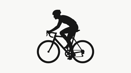 Fototapeta premium Male Cyclist Riding Bicycle in Side Profile, Cycling Fitness Sport and Outdoor Recreation Silhouette