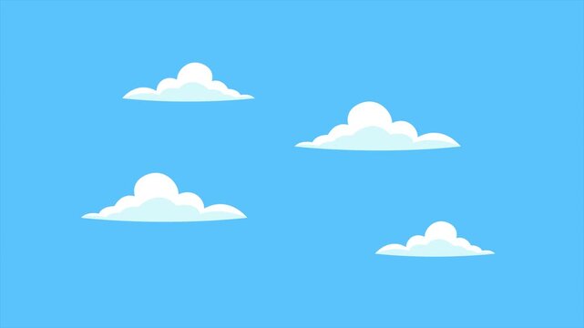 Blue sky with soft clouds. Blue Sky concept. Full length Icon animation illustration. High quality&nbsp;4k&nbsp;footage