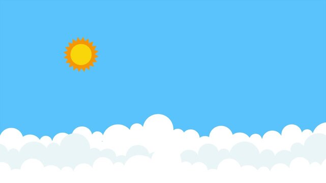 Bright sun shining across blue sky. Blue Sky concept. Full length Icon animation illustration. High quality&nbsp;4k&nbsp;footage