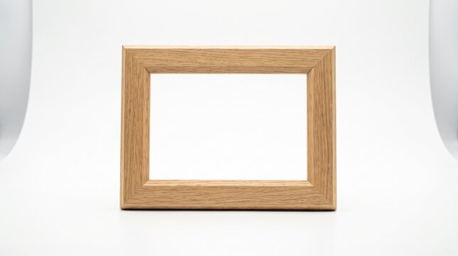 A simple wooden frame with a blank center, ready to display a memory or artwork. The wood has a warm, natural grain