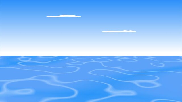 Calm ocean waves under bright sky. Water concept. Full length Icon animation illustration. High quality&nbsp;4k&nbsp;footage