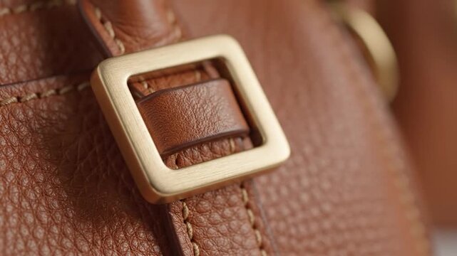 Macro leather texture with stitching and buckle.