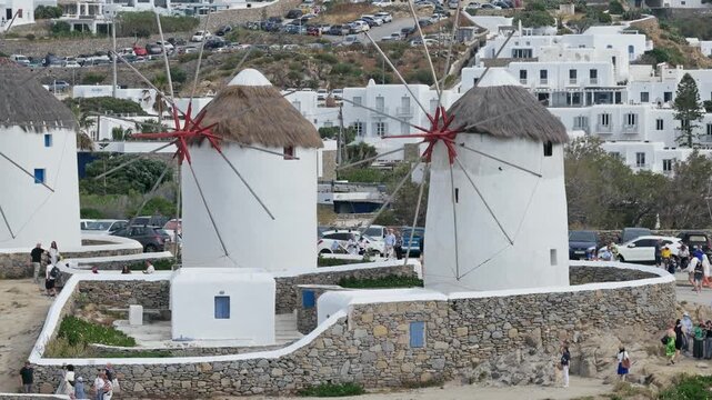 Windmills of Mykonos Greece with Traditional Architecture