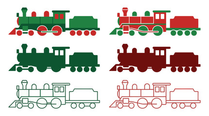 Vintage steam train locomotive icon collection set. © Kukuk