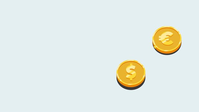 money changer animation with coin and copy space for finance presentation 
