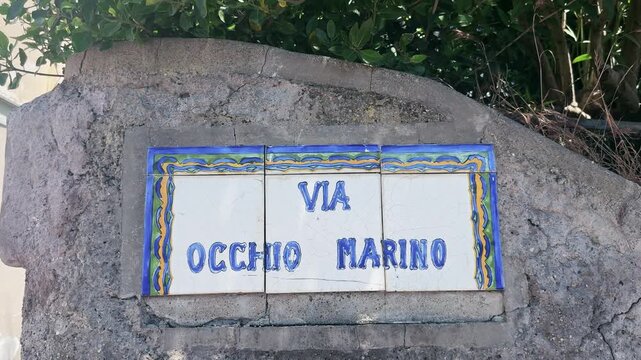 Via Occhio Marino Street Sign on Capri Island Italy