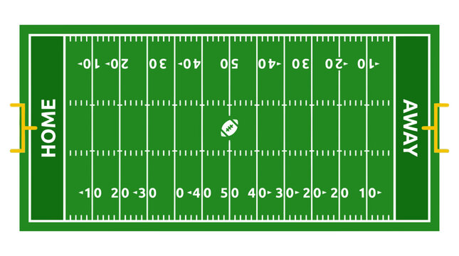 Top view of American football field pitch flat vector illustration