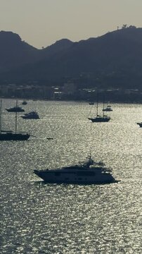 Marmaris Turkey Golden Sunset Luxury Yachts and Boats Panoramic View