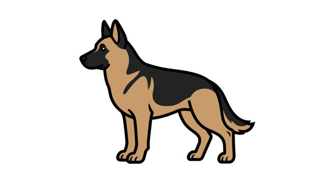 German Shepherd Dog Vector Illustration Isolated on White Background