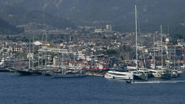 Police Patrol Boat in Marmaris Old Town Port Marina Turkey
