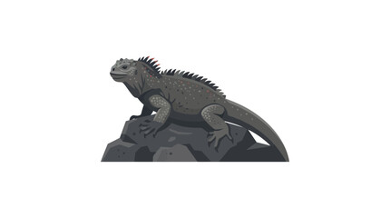Fototapeta premium Marine Iguana Vector Illustration Standing on Volcanic Rock