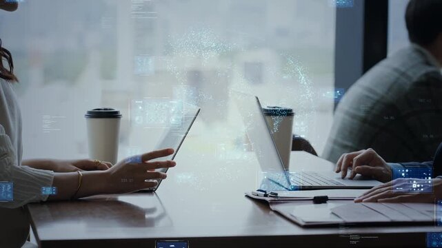 People conversing and digital technology. DX, business, management, enterprise, systems, ERP, IT, engineers.