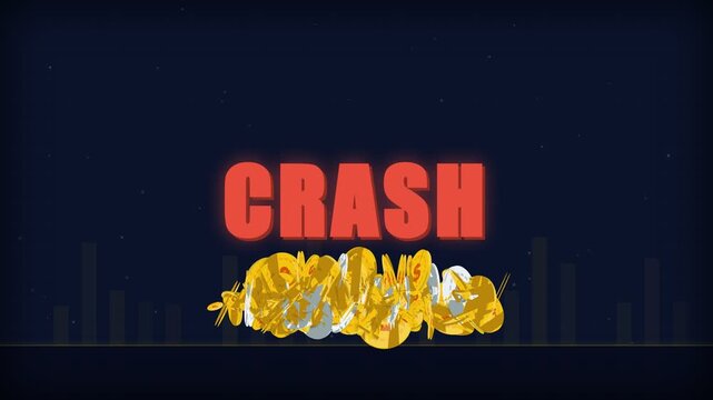 Animated gold coins flowing across a digital financial grid and bar chart background