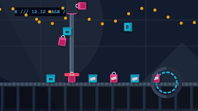 1212 Online Shopping Sale Animation featuring Conveyor Belt and Retail Packages