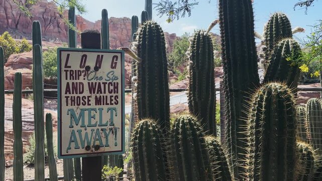 Vintage Sign in Desert Cactus Landscape Inspirational Travel Message