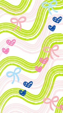 Pink and green ribbon swirly background 
