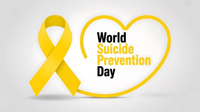World Suicide Prevention Day Awareness Yellow Ribbon Symbol Design