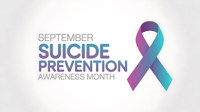 September Suicide Prevention Awareness Month Ribbon and Typography Design