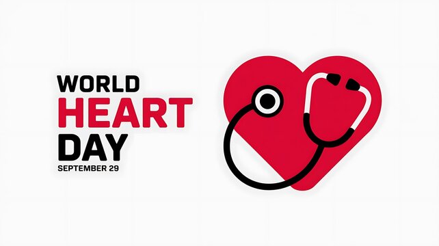 World Heart Day Awareness Heart Shape Design with September 29 Date