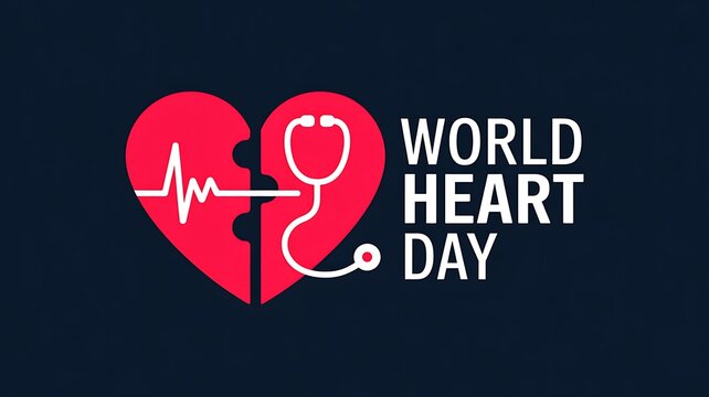 World Heart Day Awareness Heart Shape Design with September 29 Date