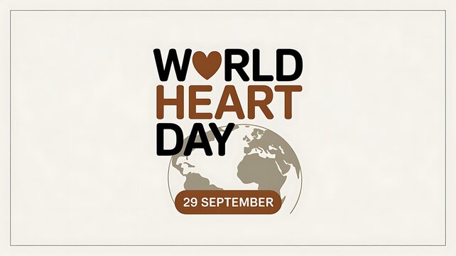 World Heart Day Awareness Design with Heart Shaped Globe and September 29