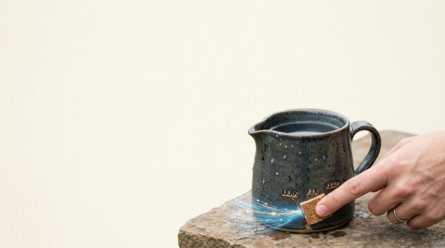 Person holding a small cup representing revenue leakage through unnoticed defects continuously draining value