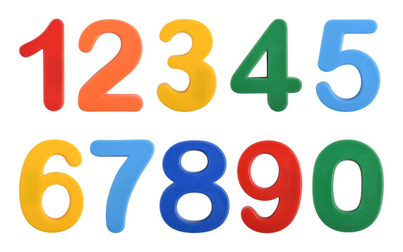 Colorful Numbers 1 to 9 and 0 Isolated on White Background
