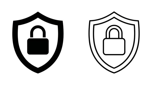 Secure shield with lock icon pair