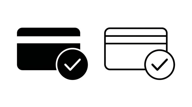 Credit card and payment card with checkmark icons