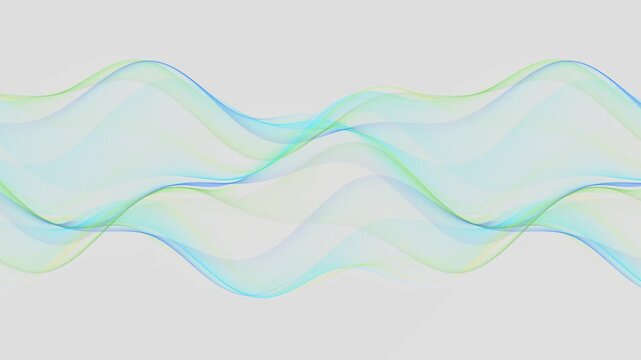 Abstract cyan green wave lines background, dynamic audio frequency flow animation, modern technology wave loop 4k