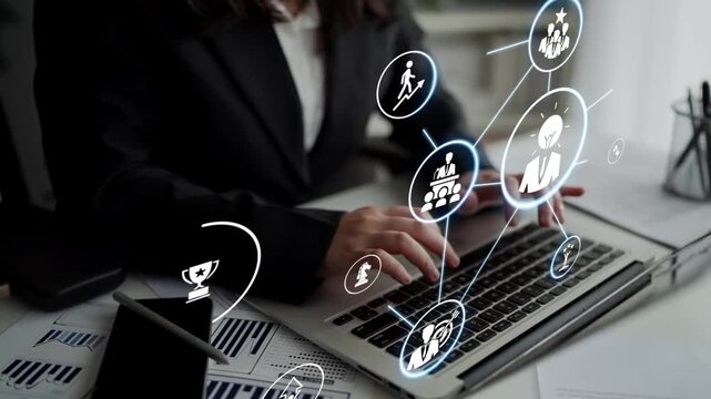 Leadership icons symbolize teamwork, vision, and decision-making. Leadership guides business, leadership inFunnels growth, and leadership supports management success. Funnel
