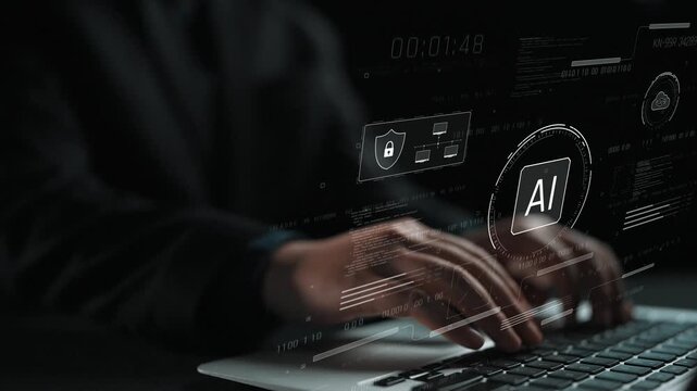 AI interface showing how artificial intelligence powers systems. AI Artificial intelligence transforms data, enables automation, and AI artificial intelligence drives innovation. Marrow