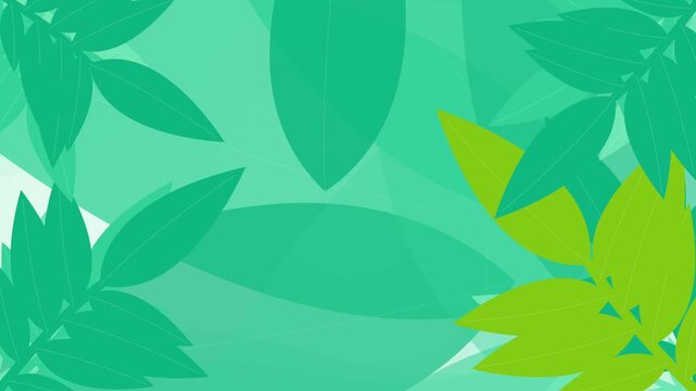 Abstract green leaves animation motion background