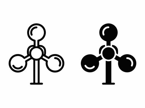 Wind Anemometer Icons for Renewable Energy Black and White Illustration