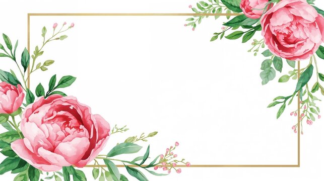 Watercolor Rose Frame Background