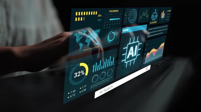 Advanced User Interface with Data Analytics and AI Elements on Digital Screen in Modern Tech Environment. Entropy.