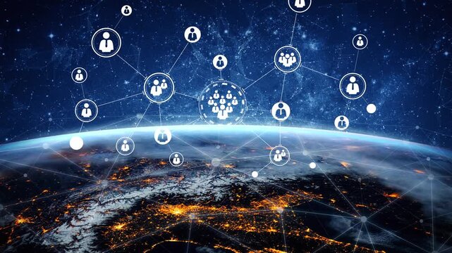 Digital connections above planet Earth showcasing network of people, technology, and communication in a modern interconnected world Gluon.