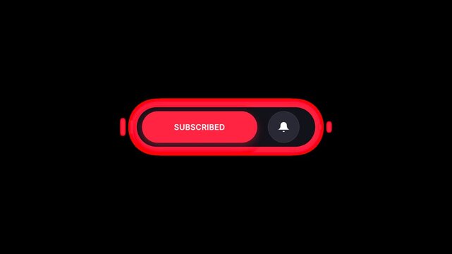 Neon pill subscribe button animation with bell notification on black