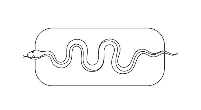 snake in rectangle, minimal line art