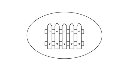 Obraz premium Simple Wooden Fence Icon within Oval Outline