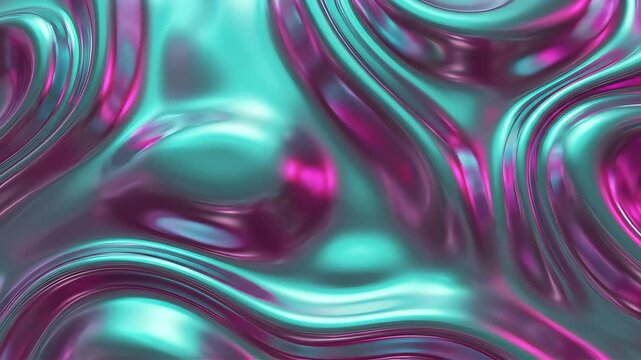 Abstract Liquid Metallic Surface with Vibrant Cyan and Magenta Gradient Background
