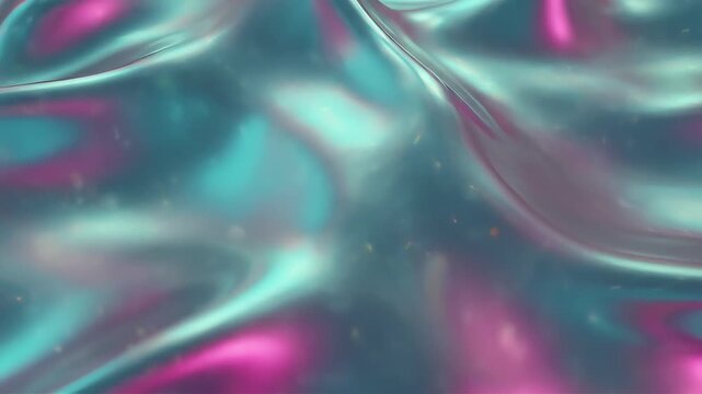 Abstract Liquid Metallic Surface with Vibrant Teal and Magenta Fluid Background Art