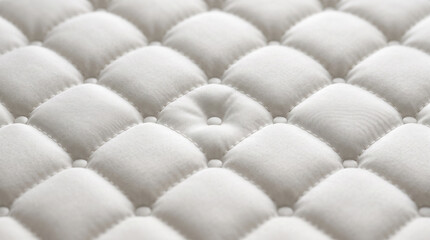 Naklejka premium Closeup of a soft white quilted mattress fabric texture with tufted buttons