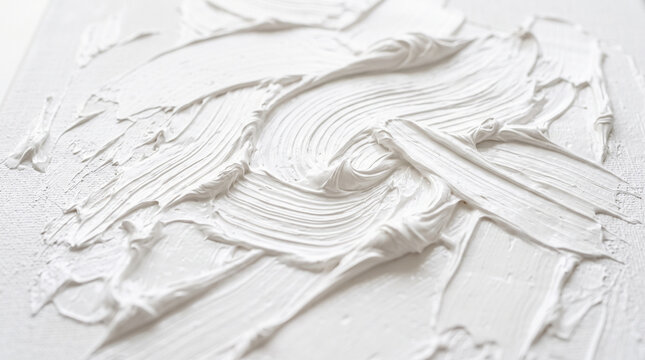 Abstract white oil paint texture with thick impasto brush strokes on canvas