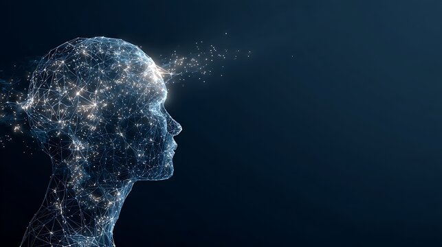 Futuristic AI Human Profile Neural Network Digital Technology