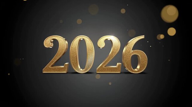 Celebrate the dawn of 2026 with shimmering gold numbers sparkling and shining for New Year festive celebrations