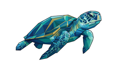 Obraz premium Stylized blue and green sea turtle graphic.