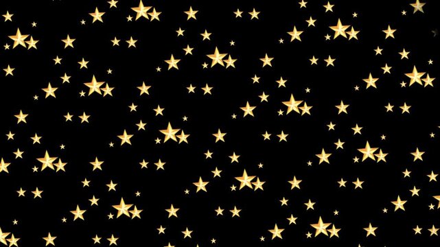 Animated starry background with glowing stars and sparkling particles on black background. Suitable for space scenes, fantasy videos, backgrounds, motion graphics, visual effects