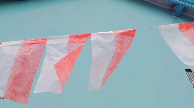 Red and white flag decorations
