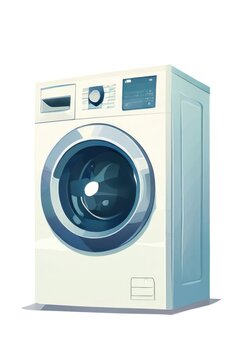 an AI Image Generator, Modern Front-Loading Washing Machine Illustration
